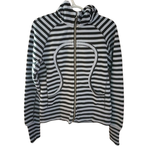 lululemon athletica Tops - Lululemon Athletica Scuba Sea Stripe Fleece Hoodie Size 8
